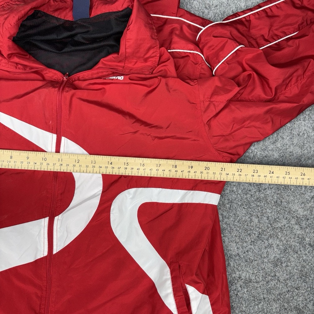 Mizuno Windbreaker Jacket Mens XL Full Zip Athletic Track Running Red White Gym - Picture 8 of 13